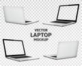 Laptop front and back side mock up with transparent screen Royalty Free Stock Photo