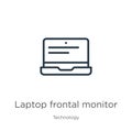 Laptop frontal monitor icon. Thin linear laptop frontal monitor outline icon isolated on white background from technology Royalty Free Stock Photo