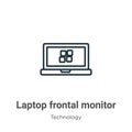 Laptop frontal monitor outline vector icon. Thin line black laptop frontal monitor icon, flat vector simple element illustration Royalty Free Stock Photo