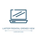 Laptop frontal opened view icon. Linear vector illustration from modern screen collection. Outline laptop frontal opened view icon