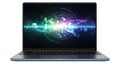 Laptop with futuristic data visualization on screen Royalty Free Stock Photo