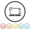 Laptop and gear repair ring icon, color set Royalty Free Stock Photo