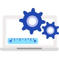 Laptop gear ruler vector icon web architecture