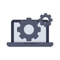 Laptop gear system icon flat isolated vector