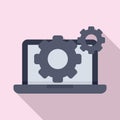 Laptop gear system icon, flat style Royalty Free Stock Photo