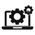 Laptop gear system icon, simple style