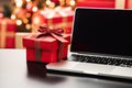 Laptop with gift box