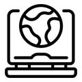 Laptop global internet icon, outline style Royalty Free Stock Photo