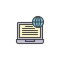 Laptop and Globe filled outline icon