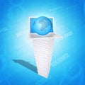 Laptop and globe on white stack of books Royalty Free Stock Photo