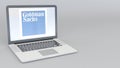 Laptop with The Goldman Sachs Group, Inc. logo. Computer technology conceptual editorial 3D rendering