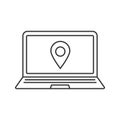 Laptop gps navigation linear icon