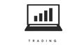 Laptop with Graph Bars. Trading Flat Icon Royalty Free Stock Photo