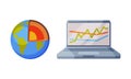 Laptop with Graph and Globe Core as Geology Sampler for Research Vector Set