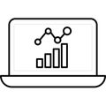 Laptop Graph Vector icon that can easily modify or edit Royalty Free Stock Photo