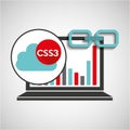 Laptop graphs cloud css3 link web Royalty Free Stock Photo