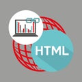 Laptop graphs globe html link web