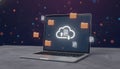 Cloud computing and data storage concept with laptop Royalty Free Stock Photo