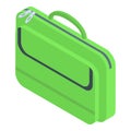 Laptop green backpack icon, isometric style