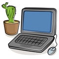 Laptop and green cactus