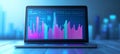 Laptop with Growing Bar Chart, AI Generated Royalty Free Stock Photo