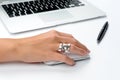 Laptop and hand Royalty Free Stock Photo