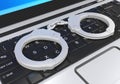 Laptop and Handcuffs Cyber Crime Illustration Royalty Free Stock Photo