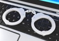 Laptop and Handcuffs Cyber Crime Illustration Royalty Free Stock Photo