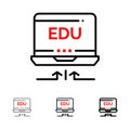 Laptop, Hardware, Arrow, Education Bold and thin black line icon set Royalty Free Stock Photo