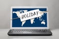 Laptop with holiday note Royalty Free Stock Photo