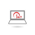 Laptop 24 hour service support icon Royalty Free Stock Photo