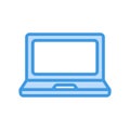 Laptop icon in blue style about multimedia for any projects Royalty Free Stock Photo