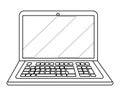 Laptop icon cartoon in black and white