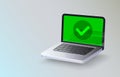 Laptop icon check mark, notebook approve, computer accept. Vector