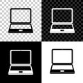 Laptop icon isolated on black, white and transparent background. Computer notebook with empty screen sign Royalty Free Stock Photo