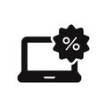 Laptop icon with percent sign. Modern and simple flat symbol for web site, mobile, logo, app, UI. Royalty Free Stock Photo