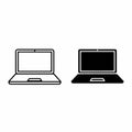 Laptop Icon Set - Outline and Solid Royalty Free Stock Photo