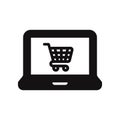Laptop icon with shopping cart sign vector illustration Royalty Free Stock Photo