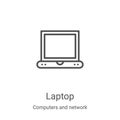 laptop icon vector from computers and network collection. Thin line laptop outline icon vector illustration. Linear symbol for use Royalty Free Stock Photo