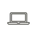 Laptop icon vector. Line notebook symbol.
