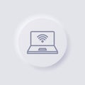 Laptop Icon, White Neumorphism soft UI Design.