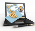 Laptop with incoming letters via e-mail Royalty Free Stock Photo