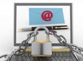 Laptop with incoming letters via email protected lock Royalty Free Stock Photo