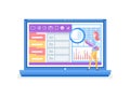 Laptop with Information and Infocharts, Analysis