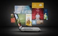 Laptop with internet applications on screen Royalty Free Stock Photo