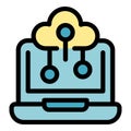 Laptop internet cloud icon vector flat Royalty Free Stock Photo