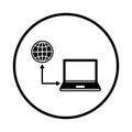 Laptop, internet connected icon. Black vector design