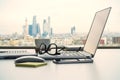 Laptop and items city Royalty Free Stock Photo