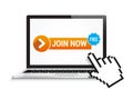 Laptop Join Now Button Royalty Free Stock Photo