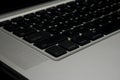 Laptop keyboard background. Computer keys typing alphabet. Closeup buttons. Royalty Free Stock Photo